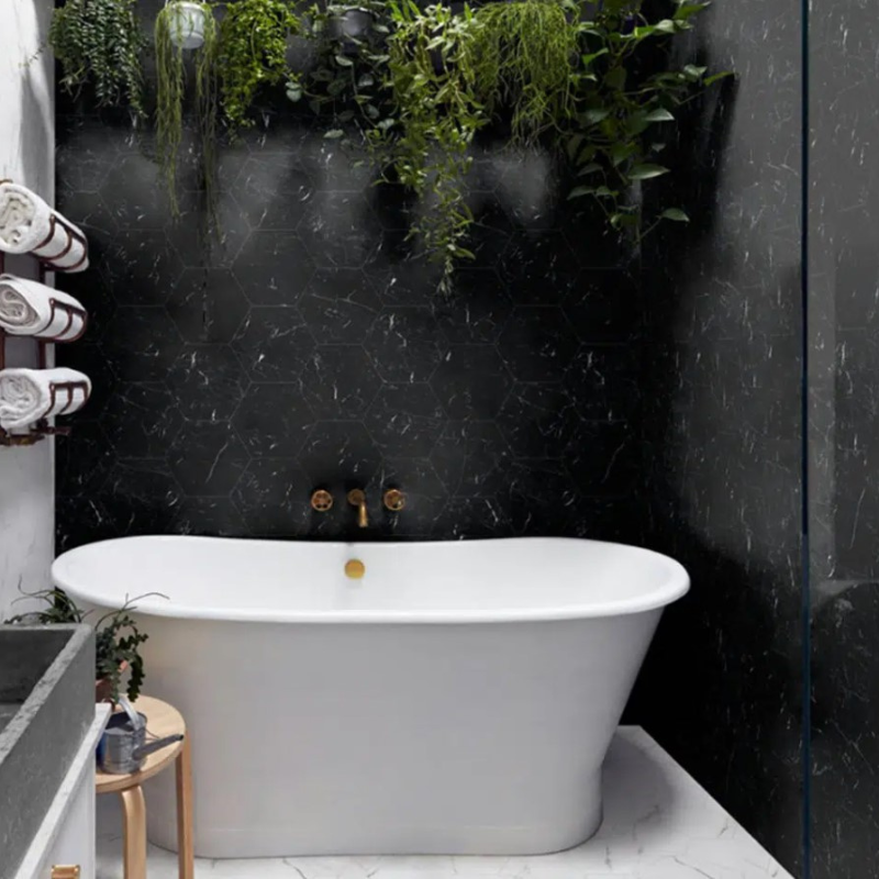 Hexa Terni Matt Black Marble Effect (16 per Box)