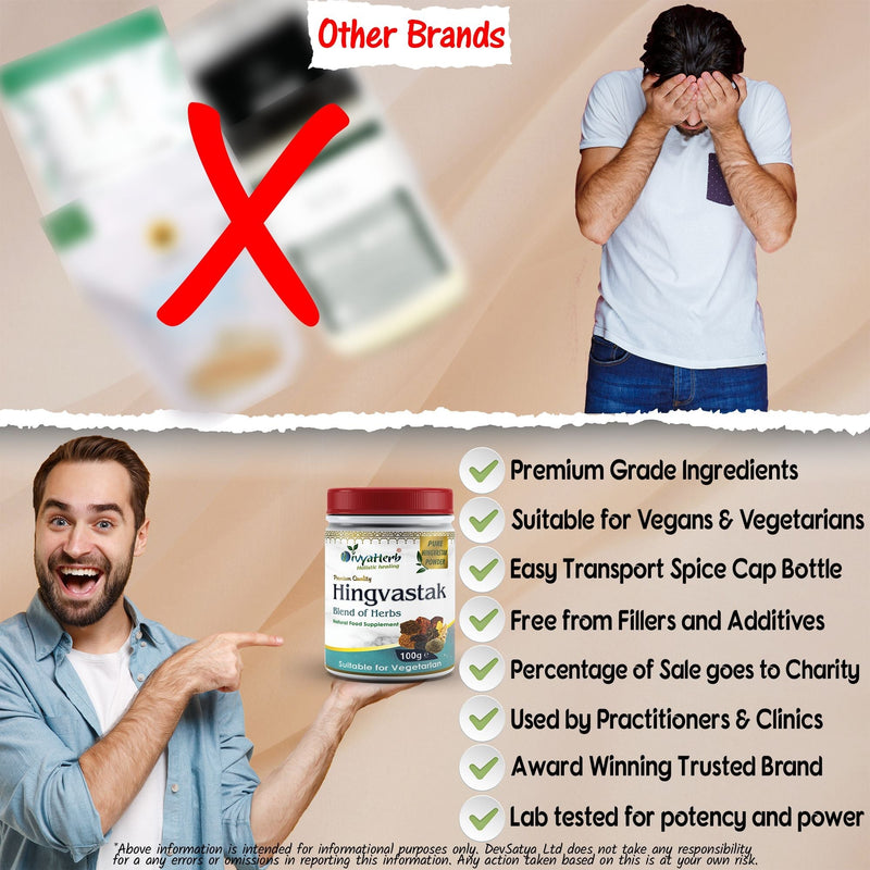 DivyaHerb Hingvastak Powder 100 gram - Digestive Comfort Support