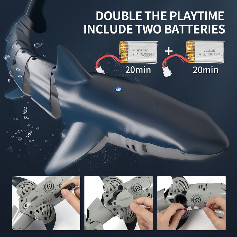 HOME RC Shark Toy USB Rechargeable with Lights & Water Spray - Kids Toy for Pool, Bath Play