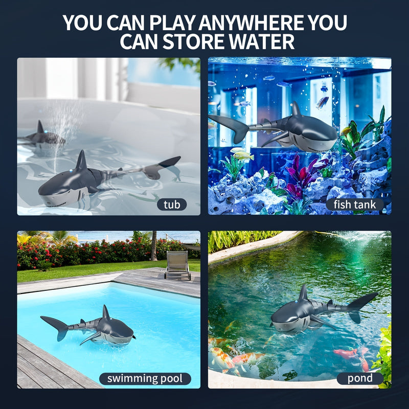 HOME RC Shark Toy USB Rechargeable with Lights & Water Spray - Kids Toy for Pool, Bath Play