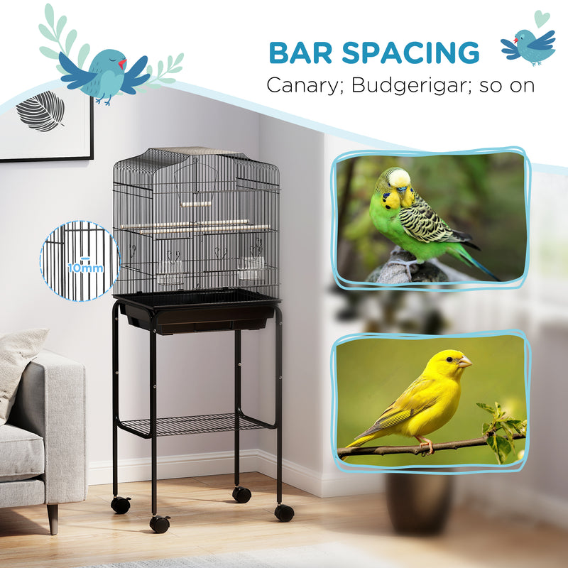 PawHut Bird Cage for Budgie Finch Canary Parakeet W/ Stand Tray Black