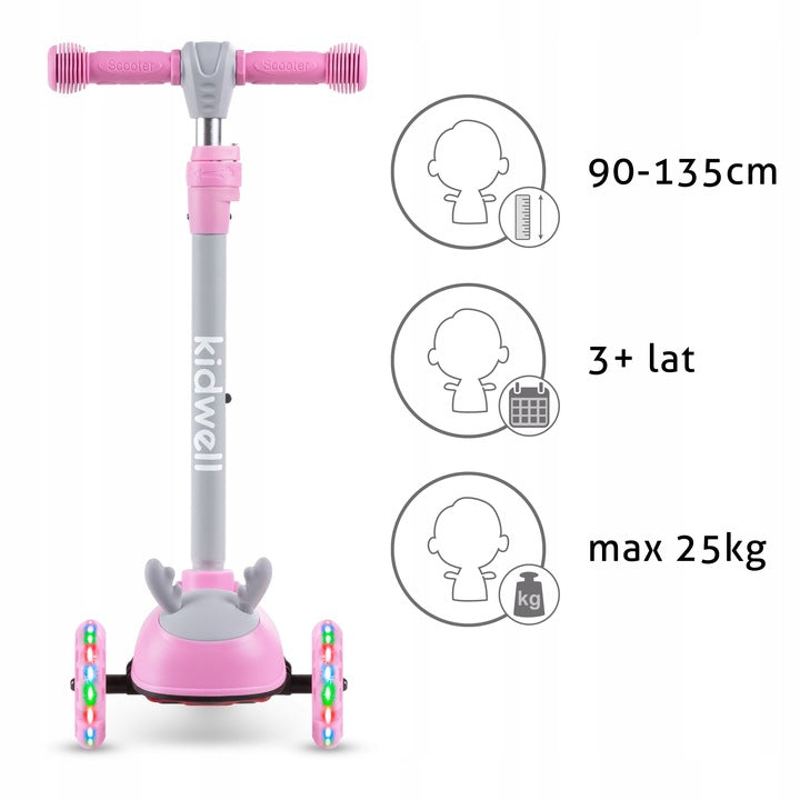 Kidwell ZOOCAR Deer 3-Wheel Balance Scooter with LED Light-Up Wheels – Kids Ages 3+