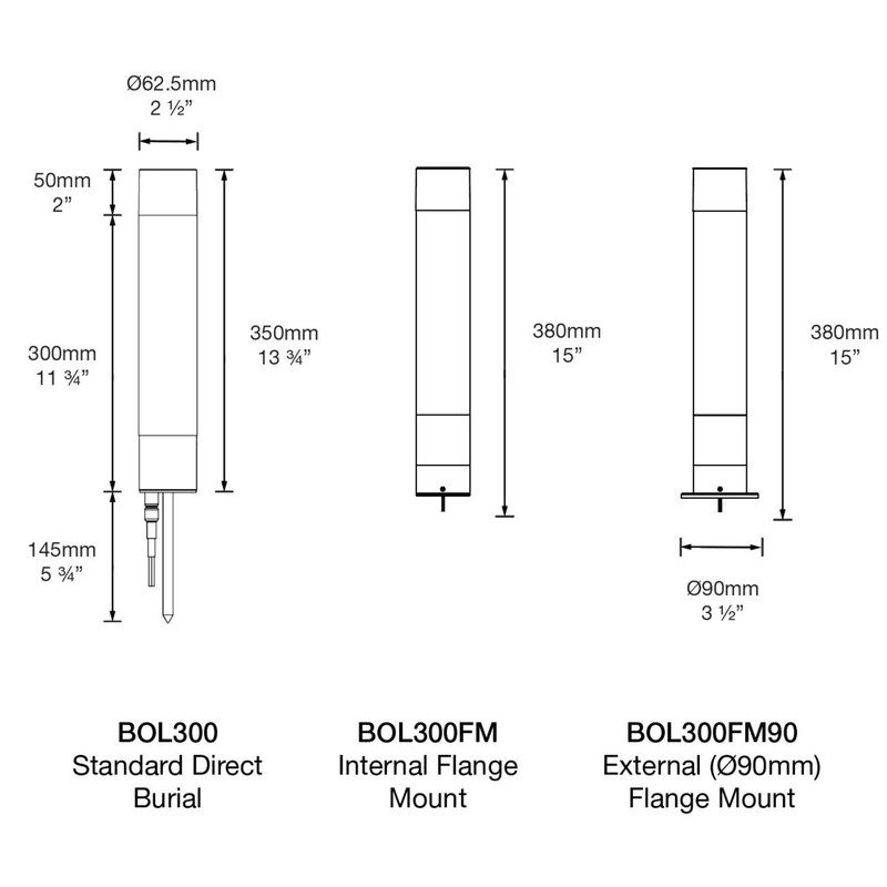 Hunza Bollard 300mm Flange/Spike Mounted (GU10) - IP66