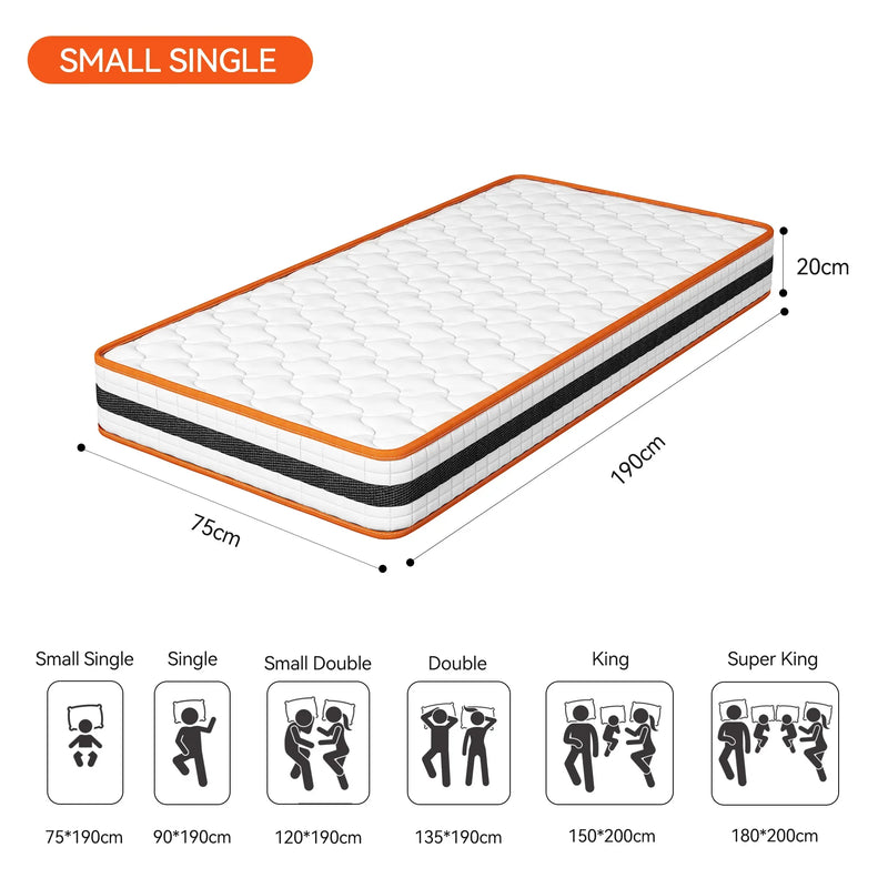 Hybrid Memory Foam and Pocket Spring Mattress All Sizes Breathable Orthopaedic