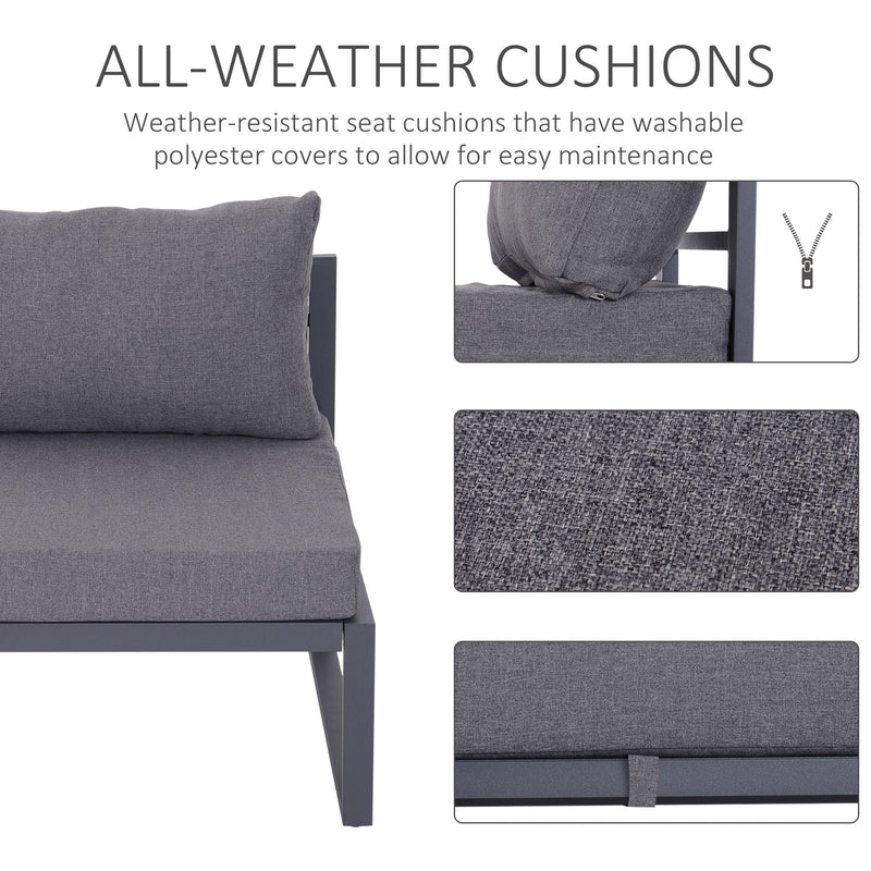 6pcs Garden Sectional Sofa Set Aluminum Frame Coffee Table Footstool Outsunny