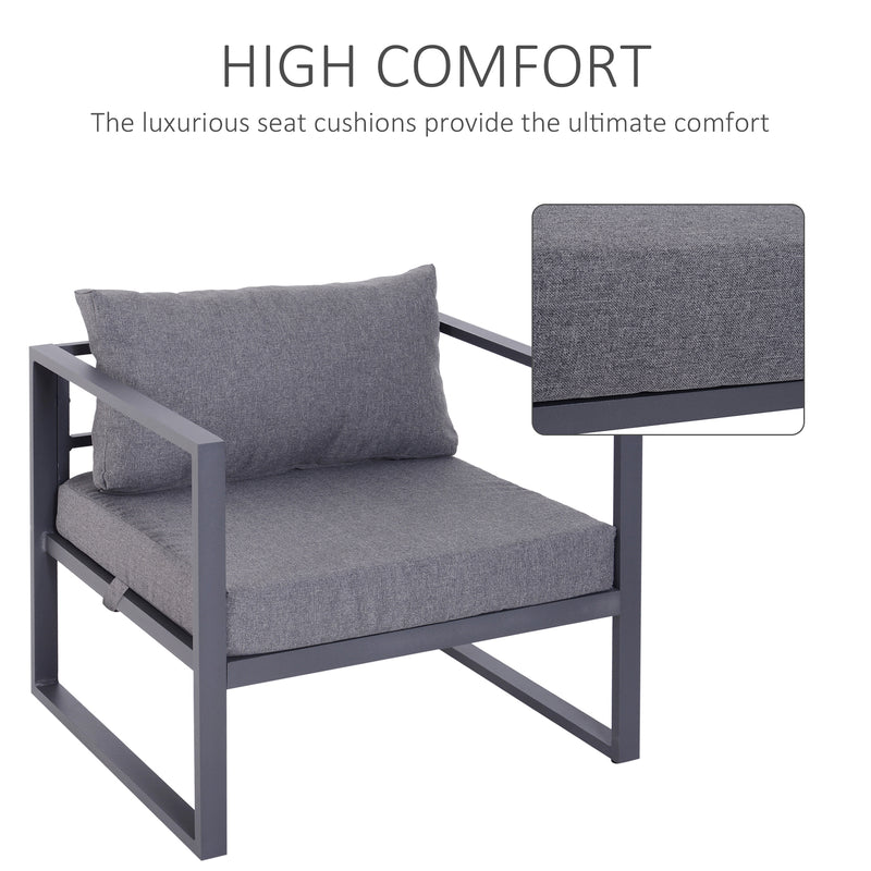 6pcs Garden Sectional Sofa Set Aluminum Frame Coffee Table Footstool Outsunny