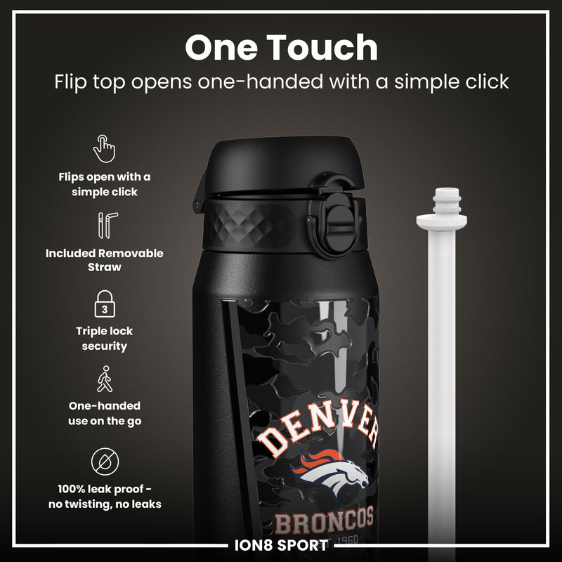 NFL x ION8 Insulated Steel Water Bottle, NFL Broncos, 750ml (24oz)