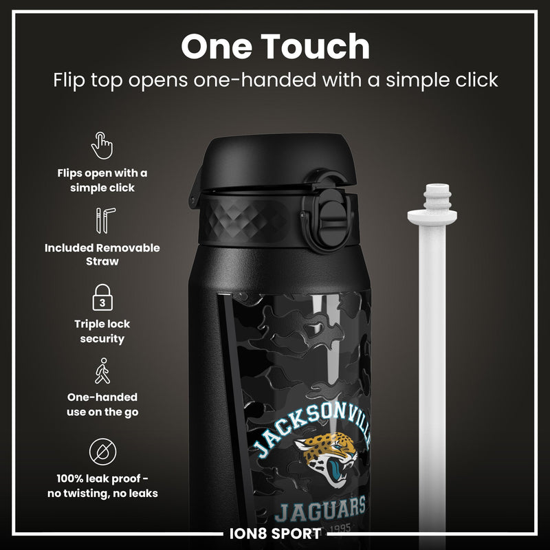NFL x ION8 Insulated Steel Water Bottle, NFL Jaguars, 750ml (24oz)