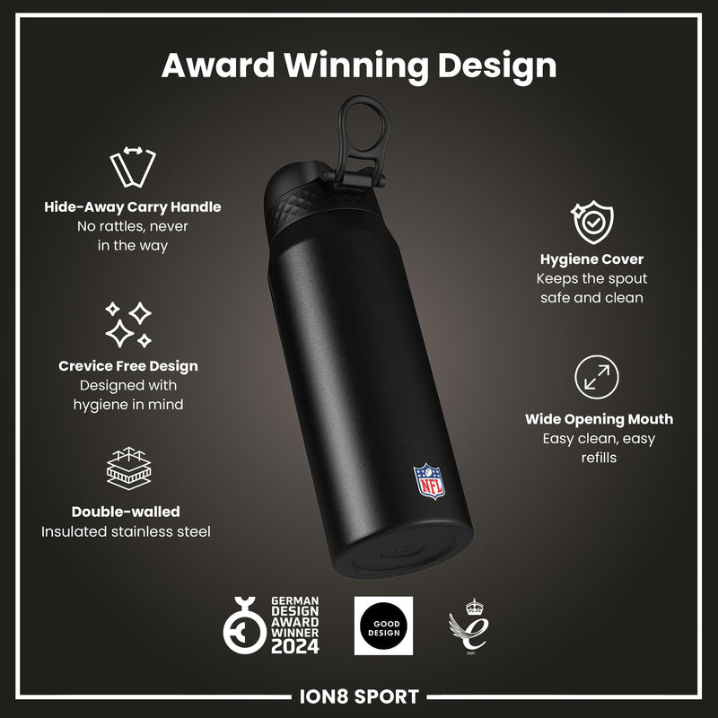 NFL x ION8 Insulated Steel Water Bottle, NFL Giants, 750ml (24oz)