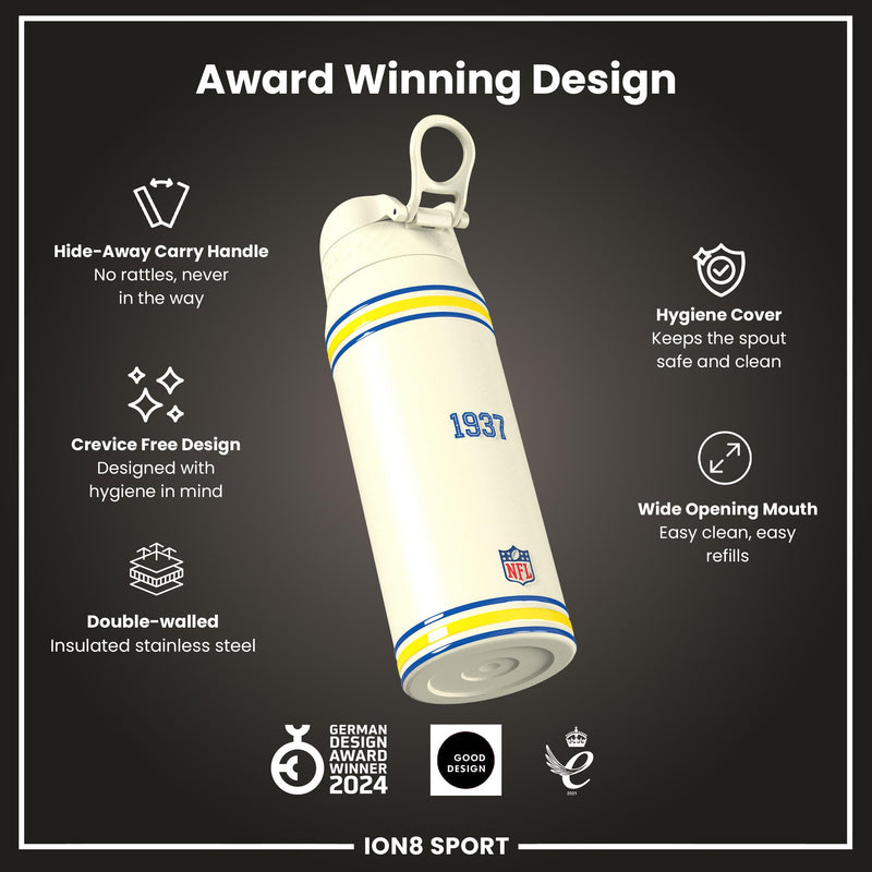 NFL x ION8 Insulated Steel Water Bottle, NFL Rams, 750ml (24oz)