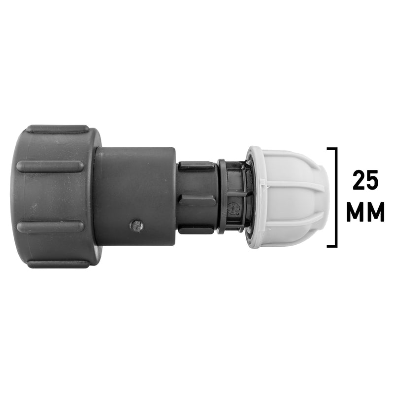 IBC 2” S60X6 – 1" BSPF Extender Adaptor with MDPE Straight 25mm