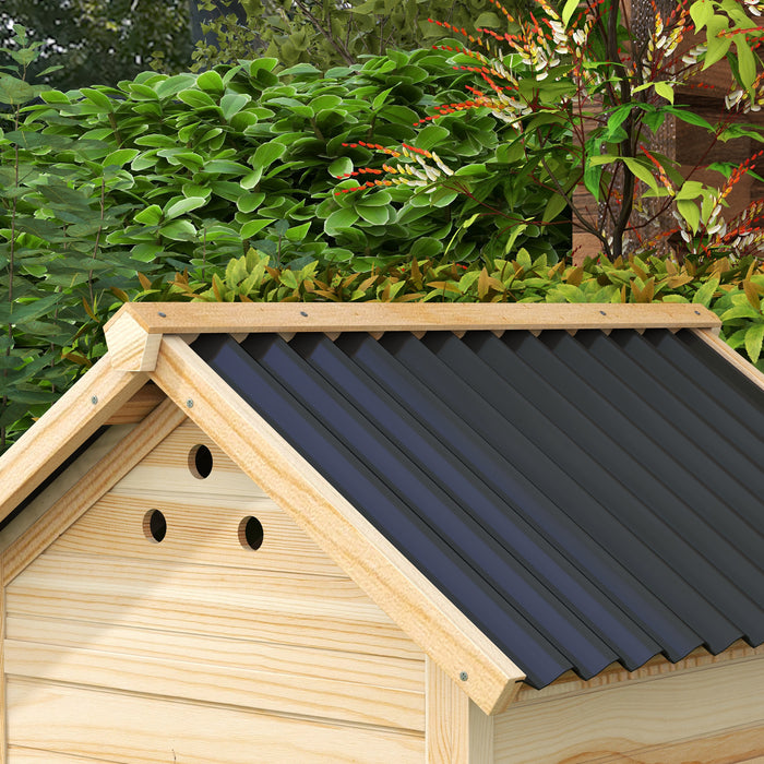 PawHut Wooden Duck House, Poultry Coop with Double Doors, Openable Roof