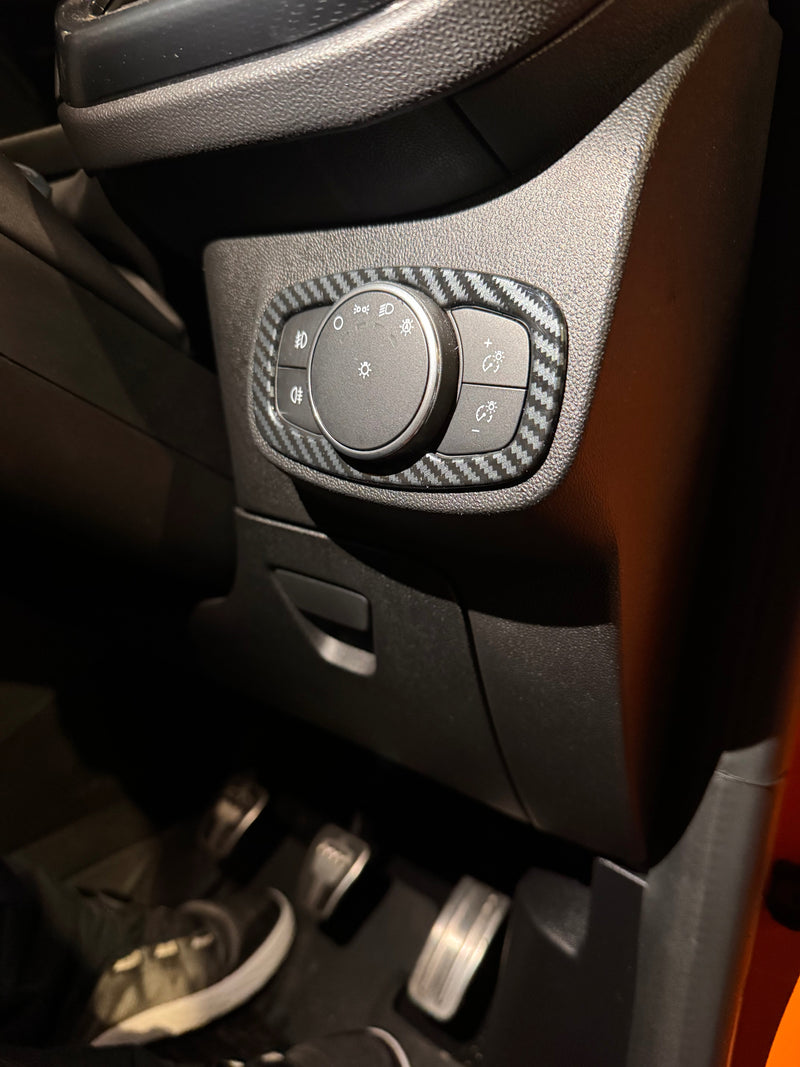 Ford Fiesta MK8 / MK8.5 - Carbon Fibre Look Headlight Control Panel Surround