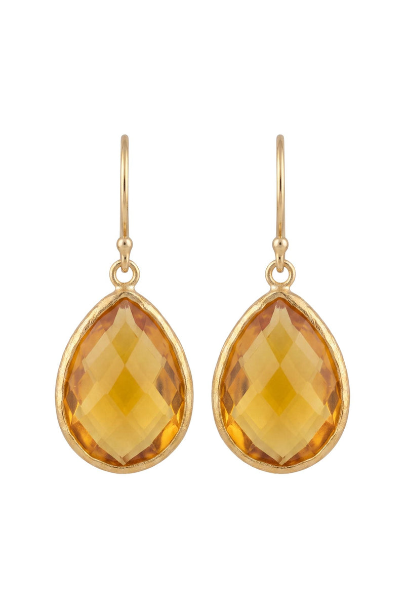 Petite Drop Earrings Citrine Hydro Gold