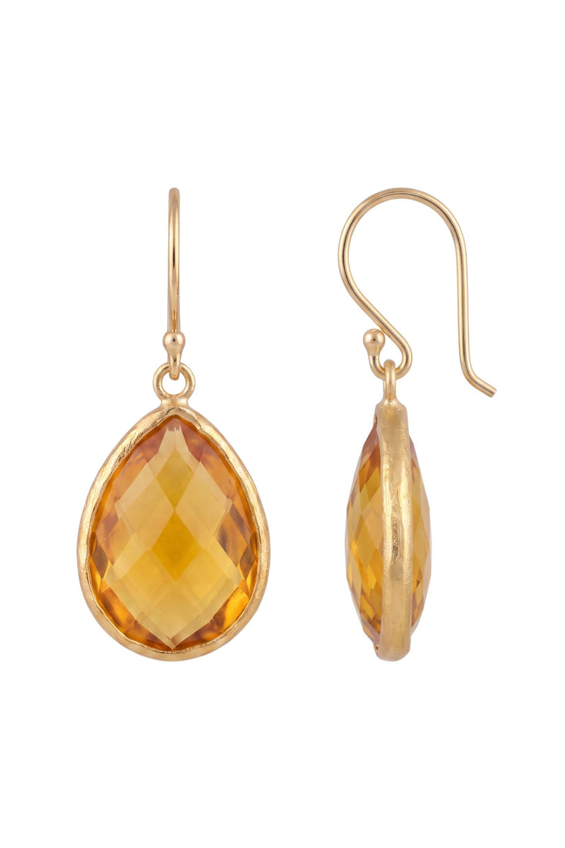 Petite Drop Earrings Citrine Hydro Gold