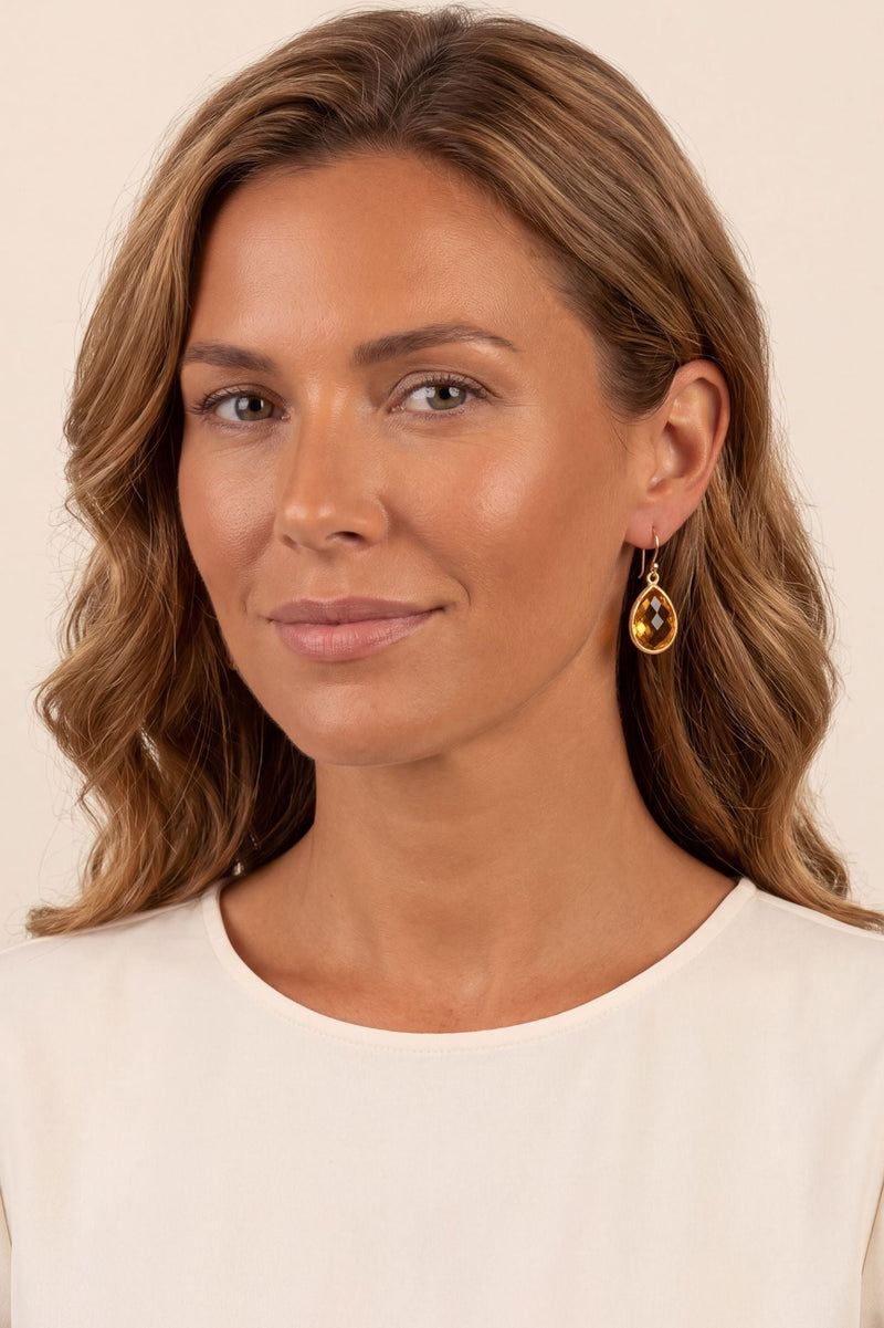 Petite Drop Earrings Citrine Hydro Gold