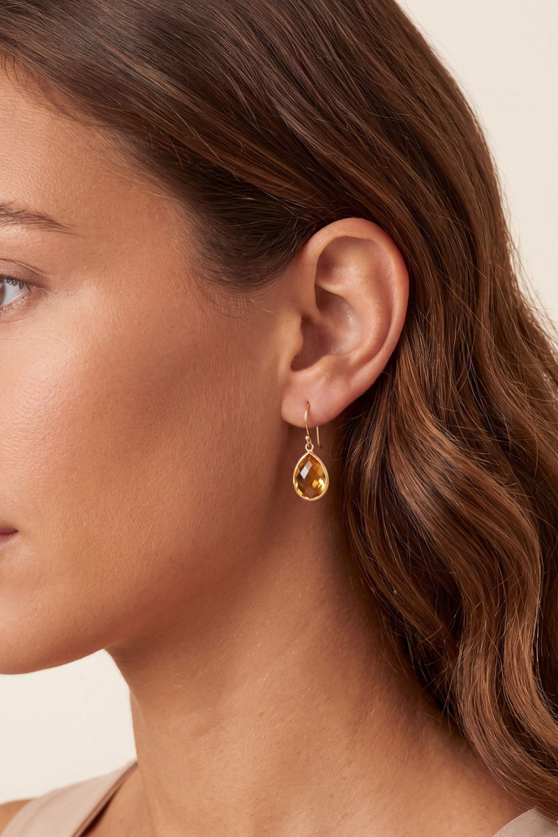 Petite Drop Earrings Citrine Hydro Gold