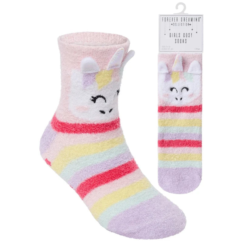 Girls 3D unicorn cosy socks