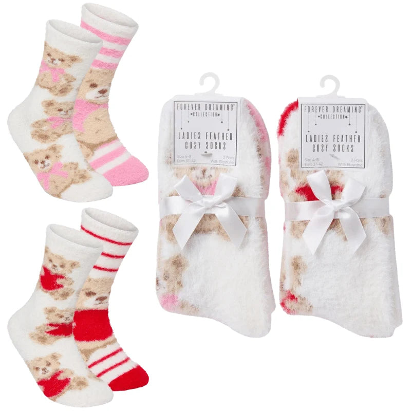 Ladies teddy yarn socks 2 pack