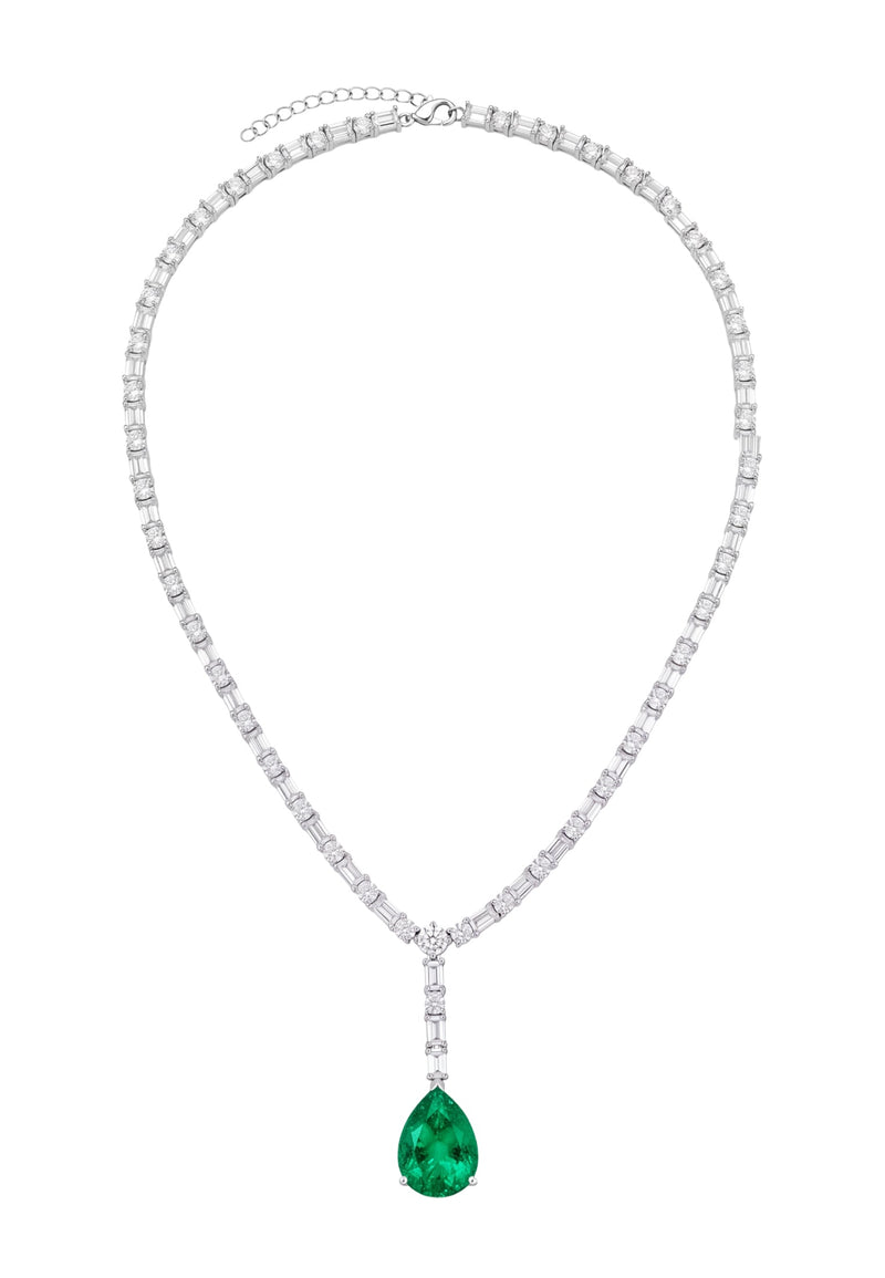 Claudette Statement Necklace Silver Colombian Emerald