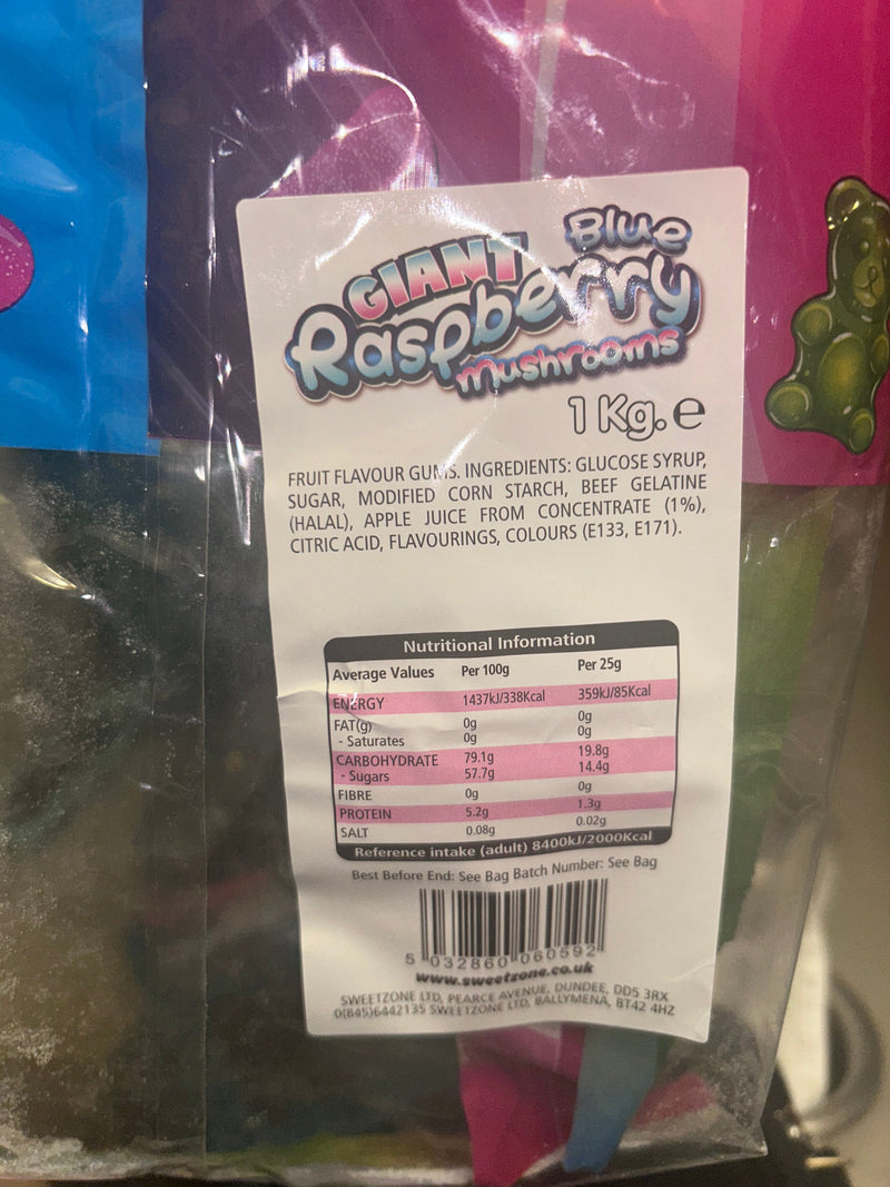 Fizzy Blue Raspberry Mushrooms