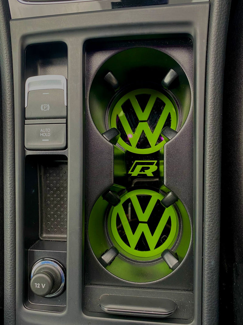 VW Golf MK7 Cup Holder Inserts | GTI, GTD & R Logo Interior Mod