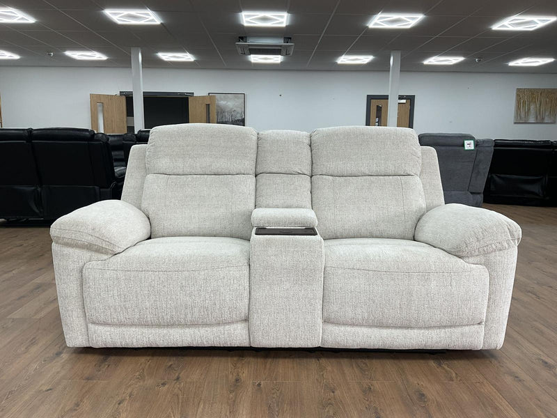 Owen Electric Recliner 2-Seater Sofa: Beige or Grey Fabric, Wireless Charging & Cupholders
