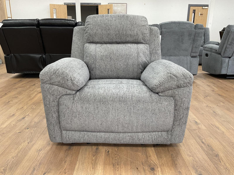 Owen Electric Recliner Armchair, Cupholders, Wireless Charger, Soft Beige or Grey Fabric