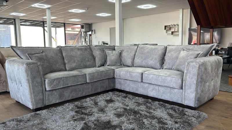 Luxury Serena Large Corner Sofa with Metal Trim & Quilted Sides