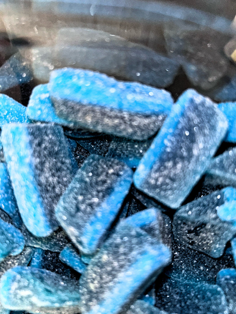 Blue raspberry slices