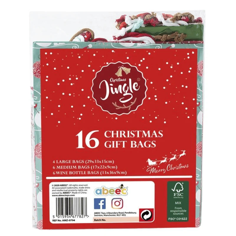 Christmas gift bags assorted 12 pack