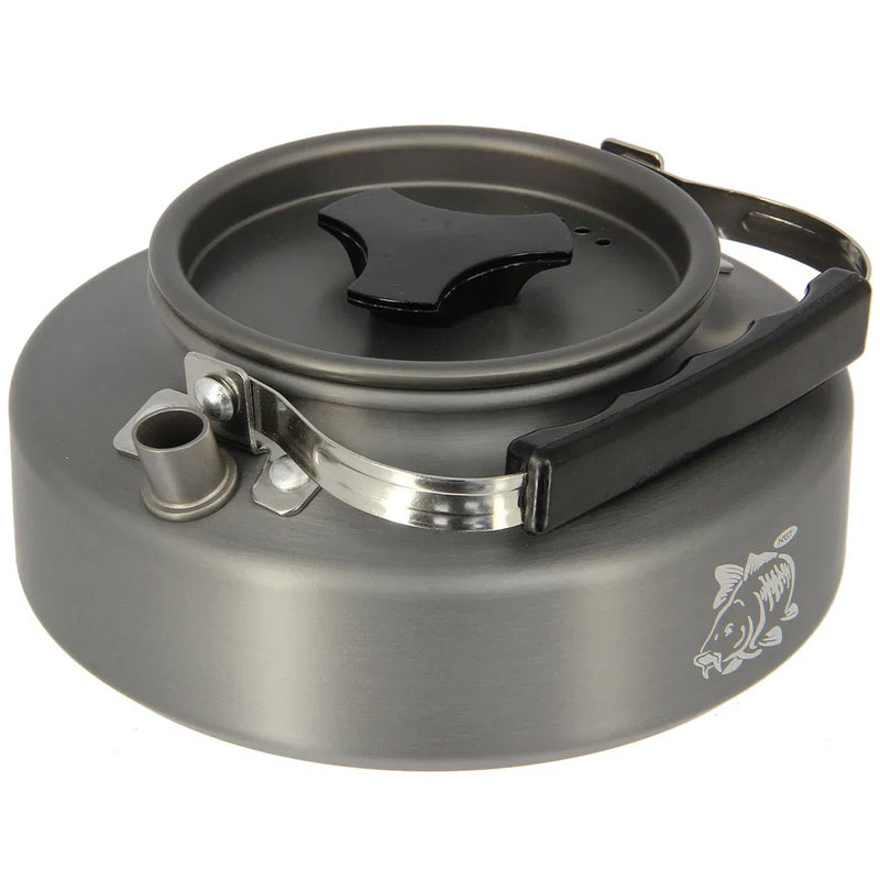 NGT Aluminium Outdoor Kettle Set - 0.80 Litre Gun Metal Kettle with Teaspoon and 600D Case