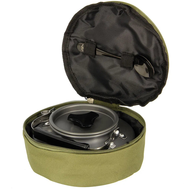 NGT Aluminium Outdoor Kettle Set - 0.80 Litre Gun Metal Kettle with Teaspoon and 600D Case