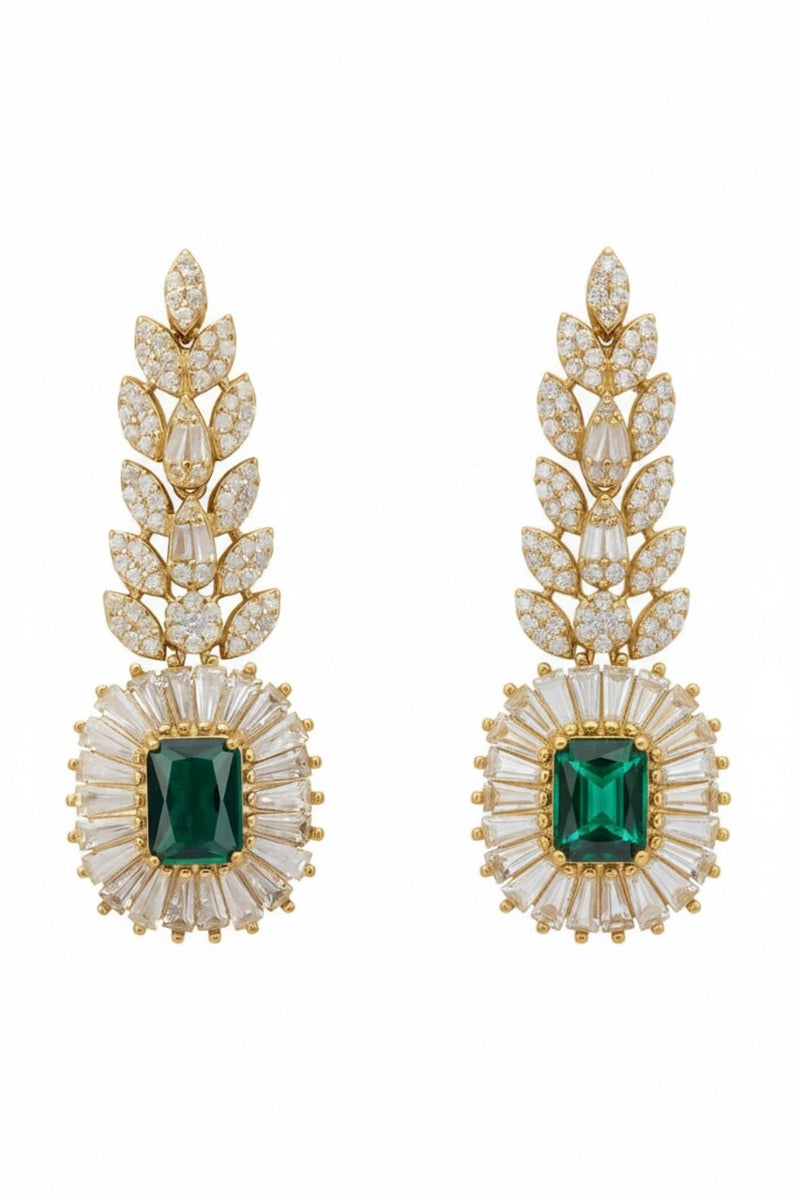 Countess Gemstone Drop Earrings Emerald Gold