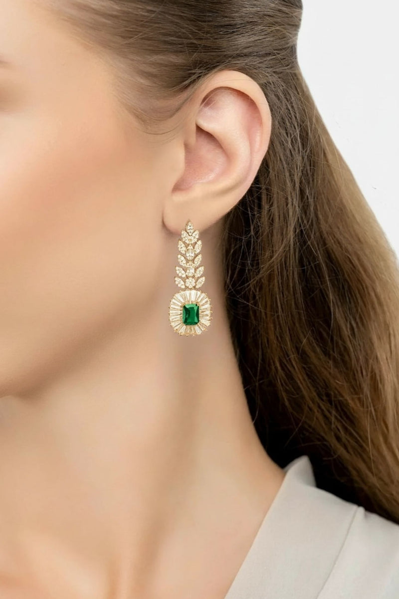Countess Gemstone Drop Earrings Emerald Gold