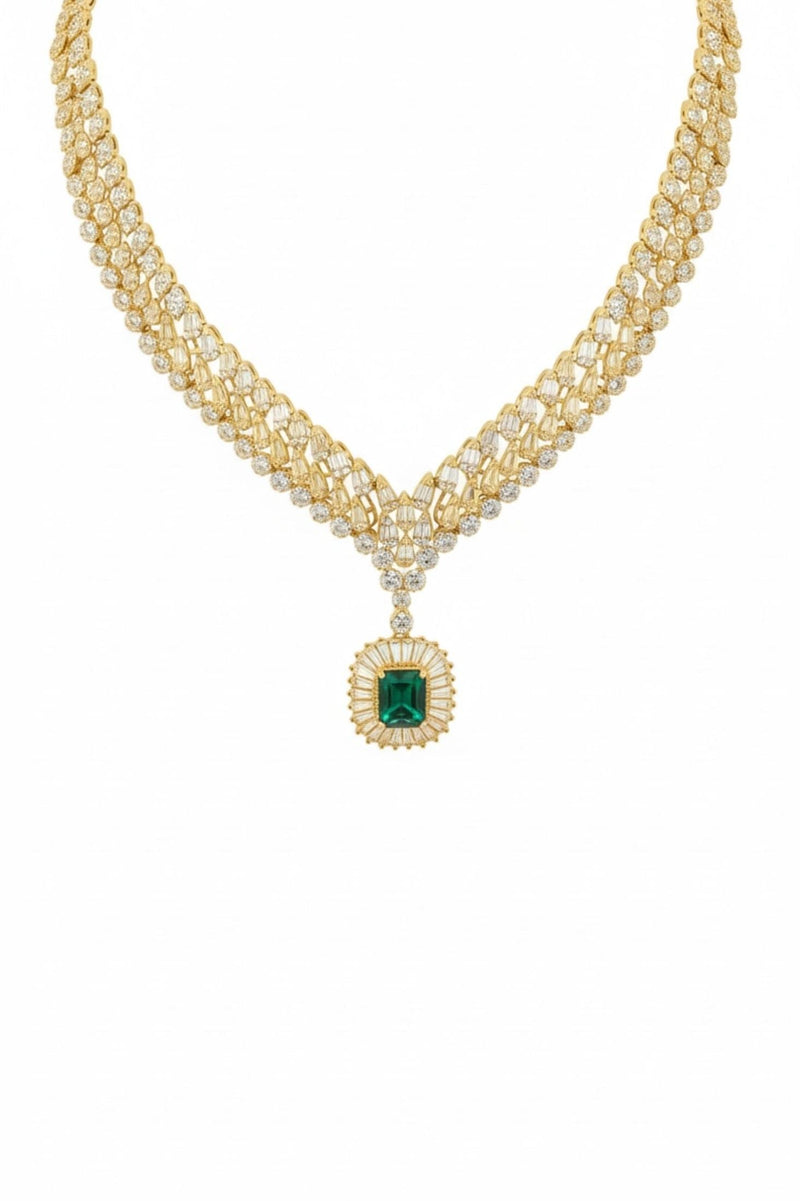 Countess Statement Emerald Necklace Gold