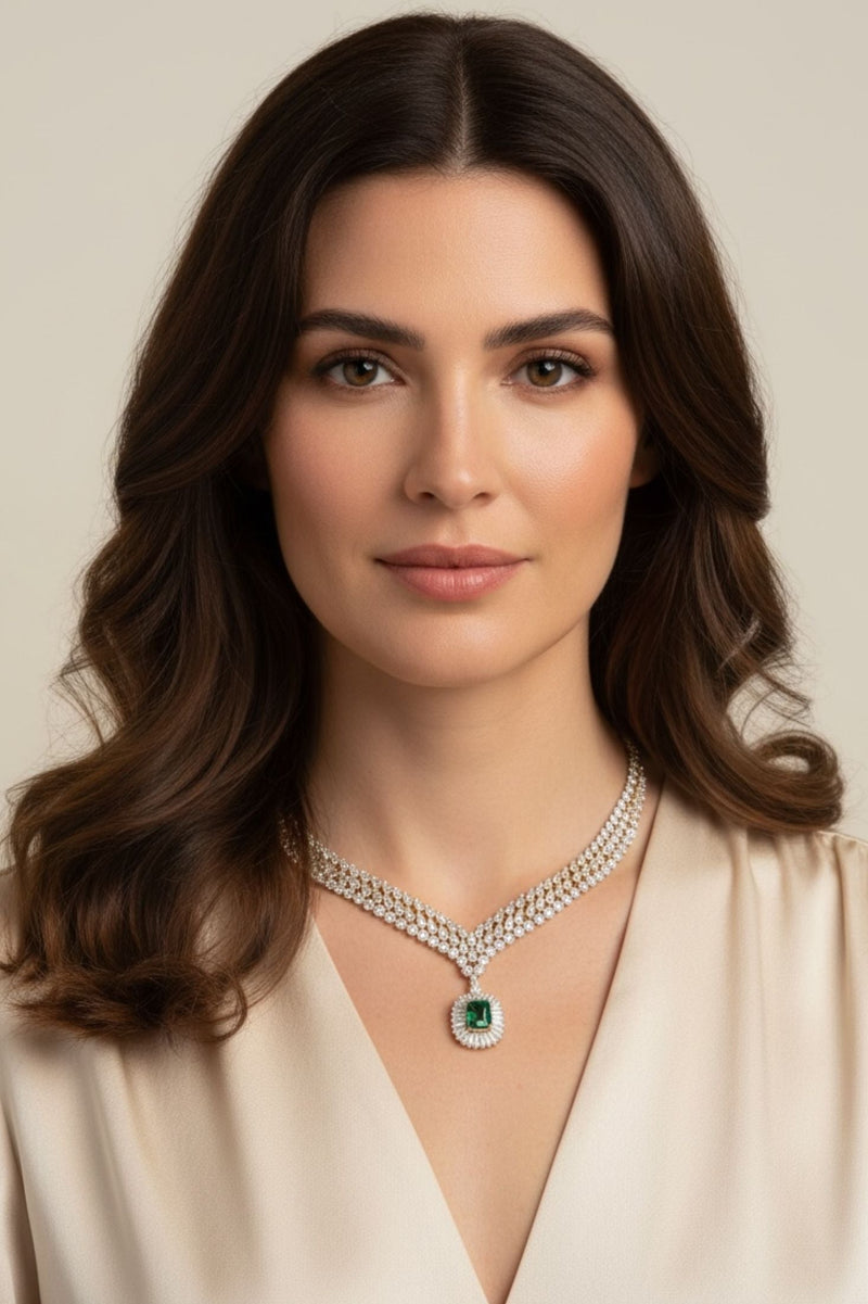 Countess Statement Emerald Necklace Gold