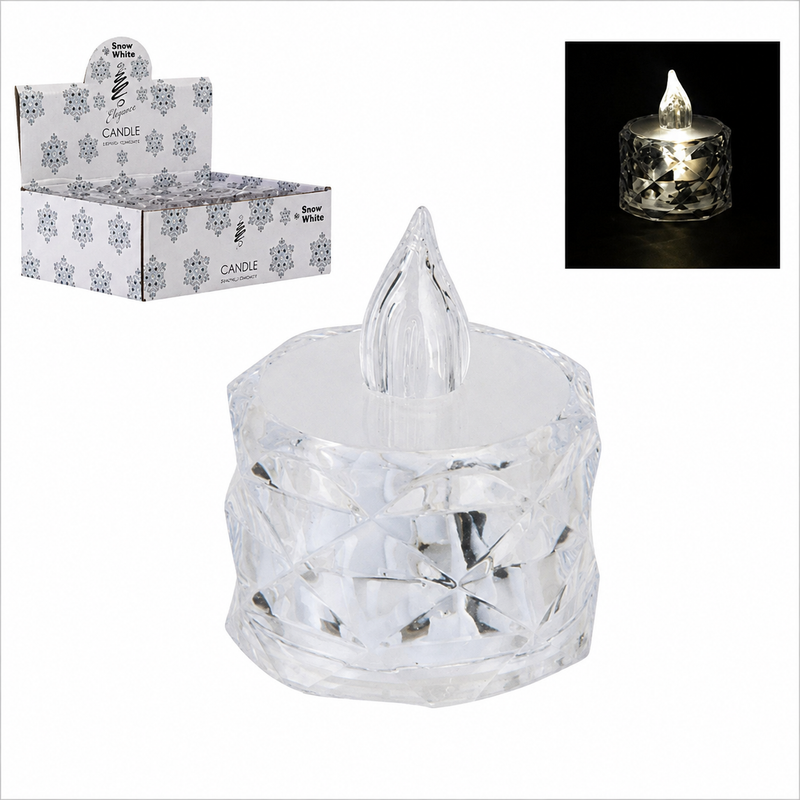 Crystal battery tealight candle