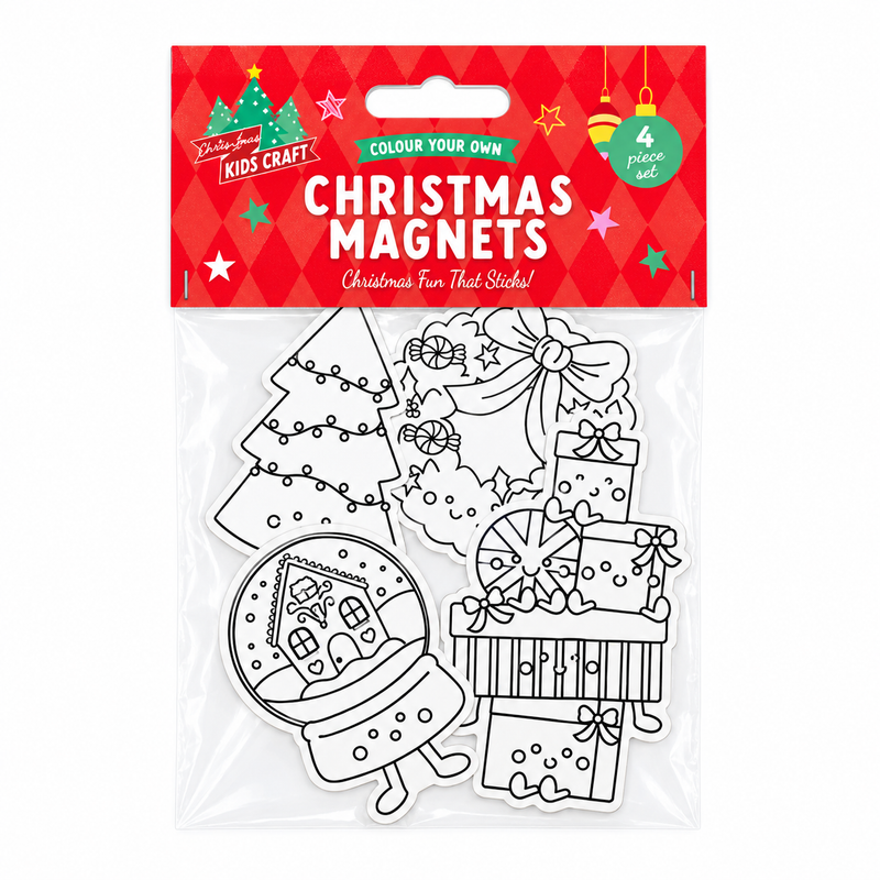 Colour your own Christmas magnets 4 pack