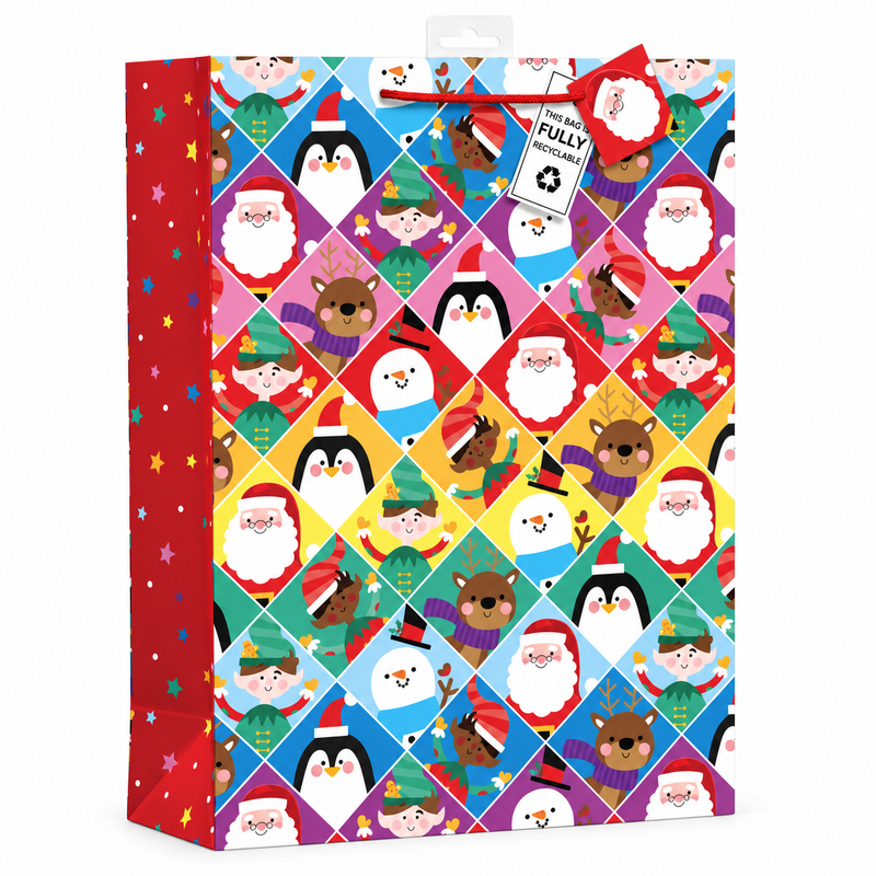 XL Christmas gift bag - rainbow characters