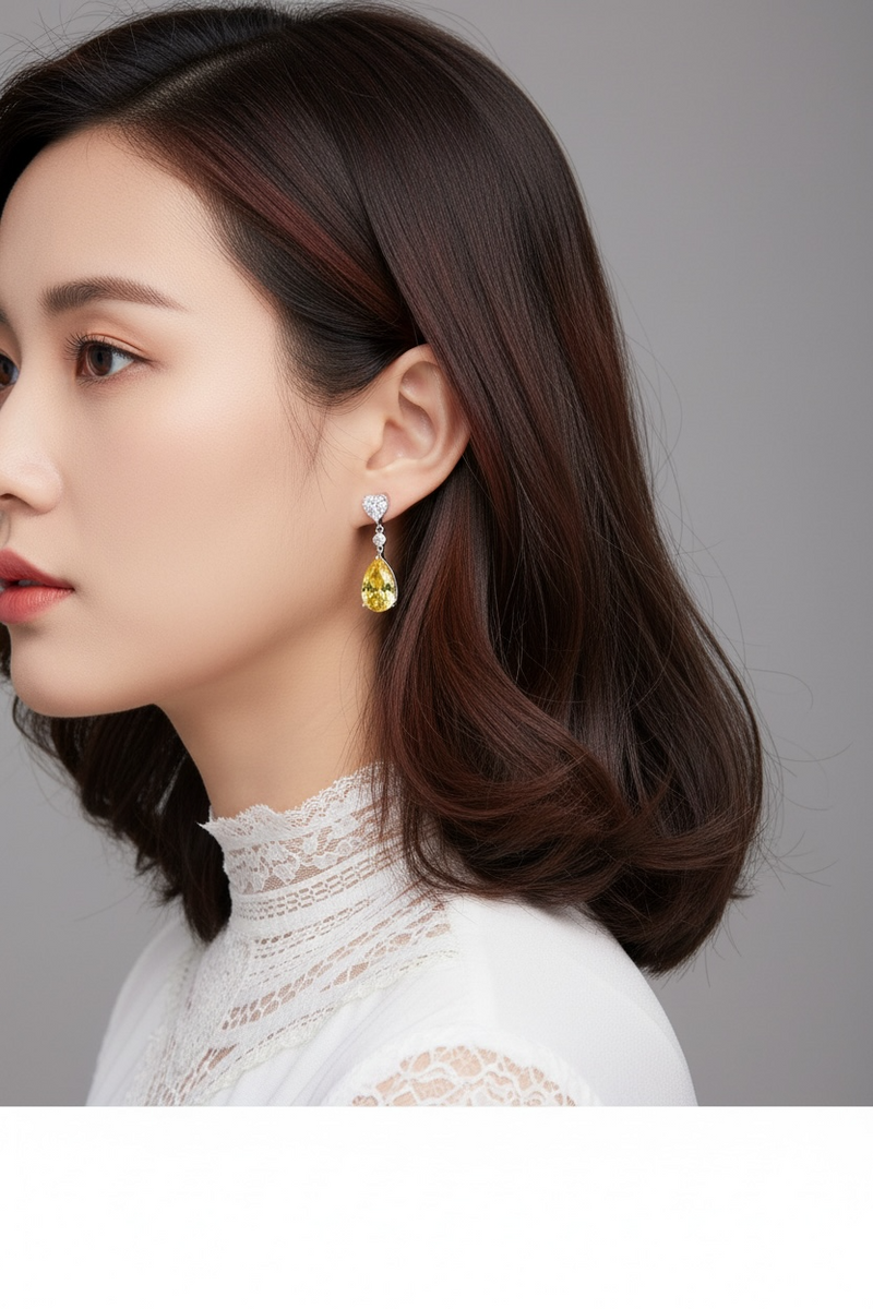 Irina Yellow Topaz Teardrop Earrings Gold