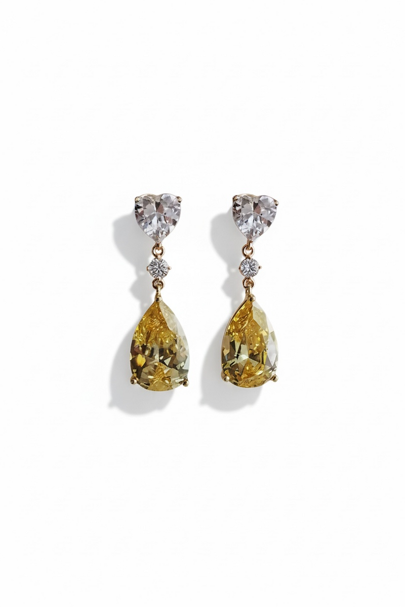 Irina Yellow Topaz Teardrop Earrings Gold