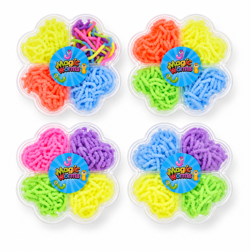 Magic worms in flower shape tub