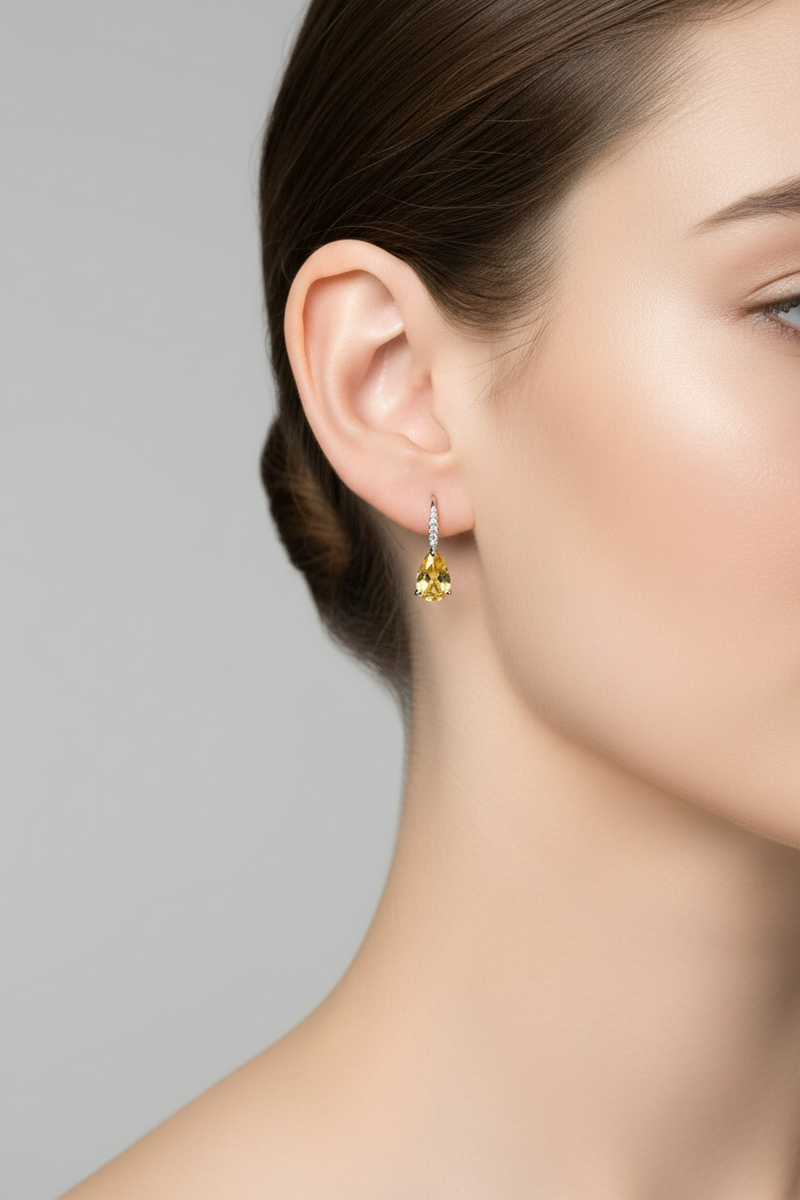 Julie Teardrop Earrings Yellow Topaz