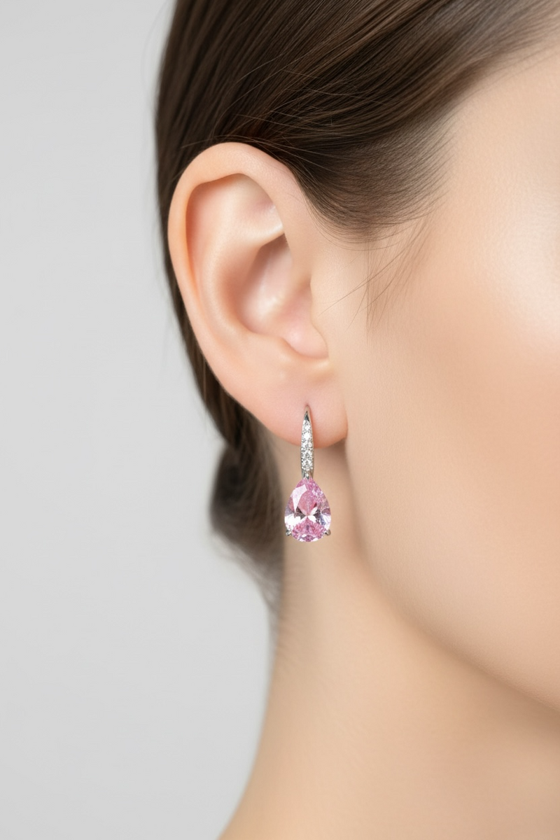 Julie Teardrop Earrings Morganite Pink