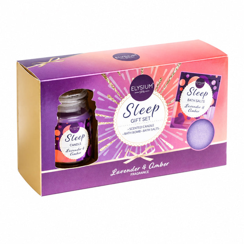 Candle, bath salts & bath bomb gift set - sleep