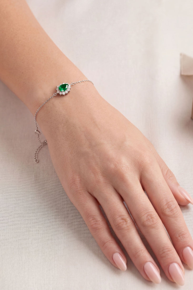 Phillippa Bracelet Emerald Silver