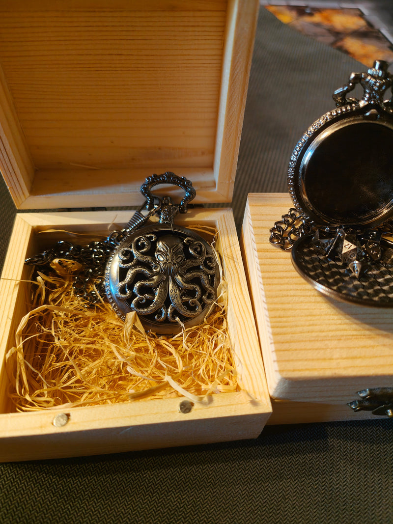 Mini Metal Dice Pocket Watch With Display Box For Table Top RPG D&D