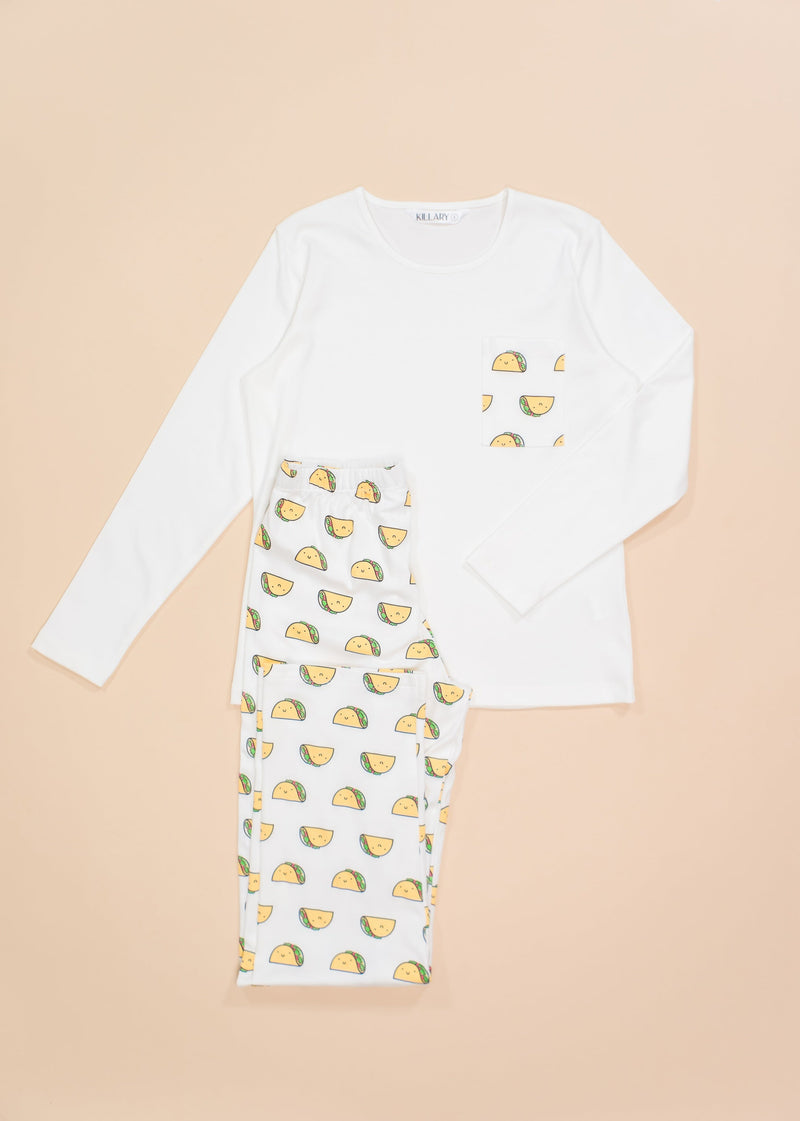 Tacos & white top set with long-sleeves