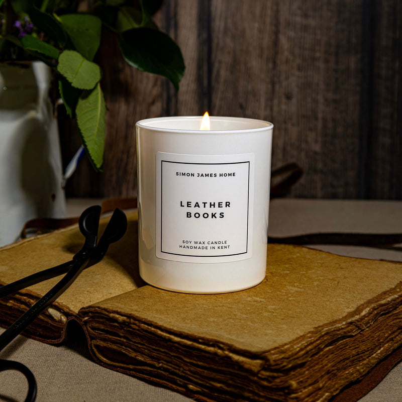Leather Books Candle - Handmade Soy Wax